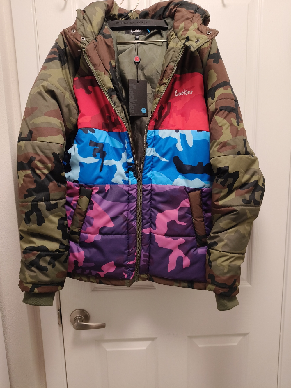 Cookies SF Men's Battalion Multicolor Colorblock Camo Puffer Jacket NEW